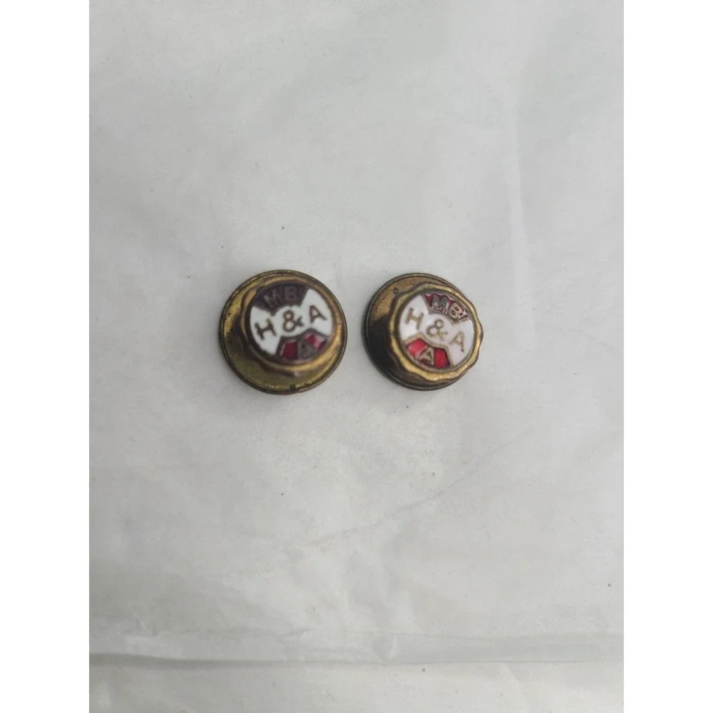 Vintage H&A Brass MB A Enamel Shirt Studs Collectible